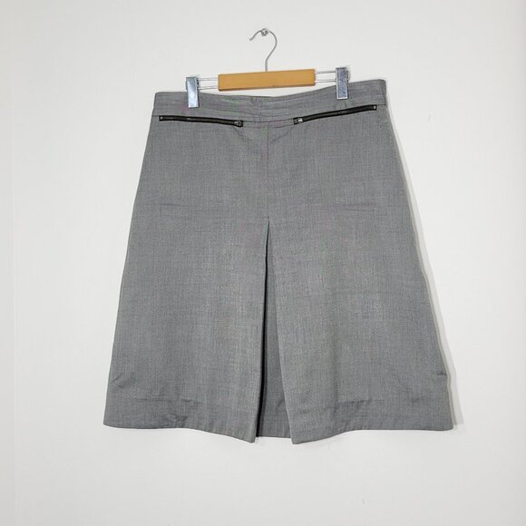 Pandora Classic Gray A-Line Single Pleat Wool Mini Skirt Business Casual Zippers - Picture 1 of 10